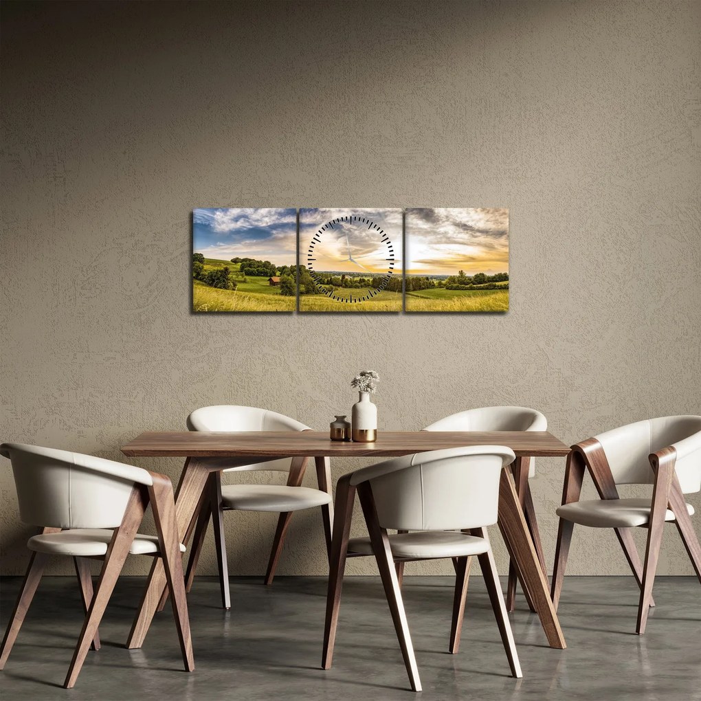 Obraz krajobrazu (z zegarem) (90x30 cm)