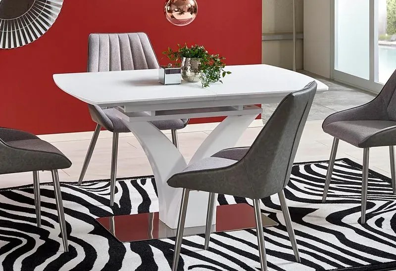 Biały rozkładany stół ze szklanym blatem P4-L14