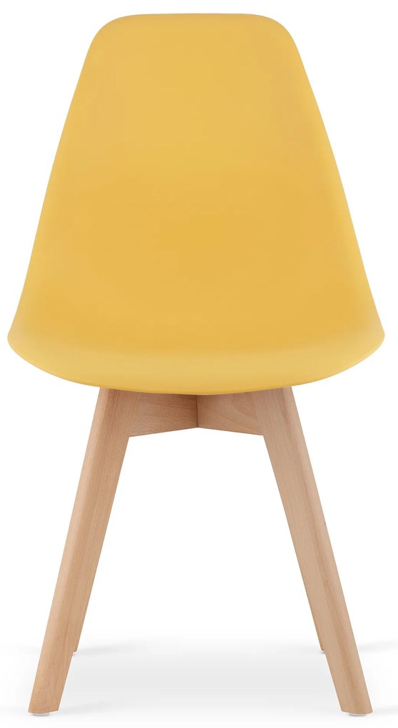 Musztardowe krzeslo KITO z bukowymi nogami