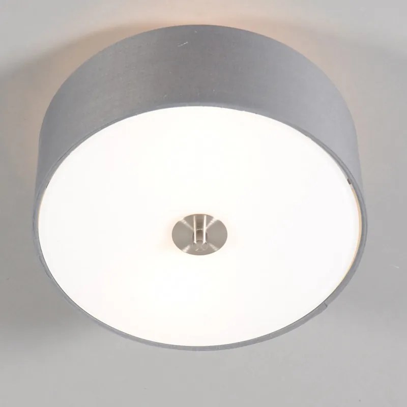 Rustykalna lampa sufitowa szara 30 cm - Drum Nowoczesny Oswietlenie wewnetrzne