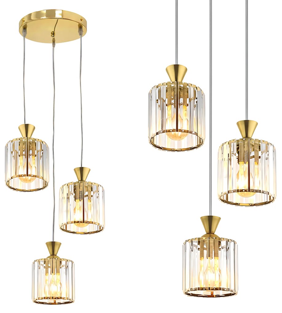 LAMPA SUFITOWA WISZĄCA EBT026-3CP ZŁOTA