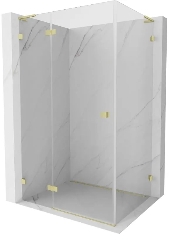 Mexen Lunar L kabina prysznicowa uchylna lewa 70 x 80 cm, transparent, złota szczotkowana - 834L-070-080-55-00-L