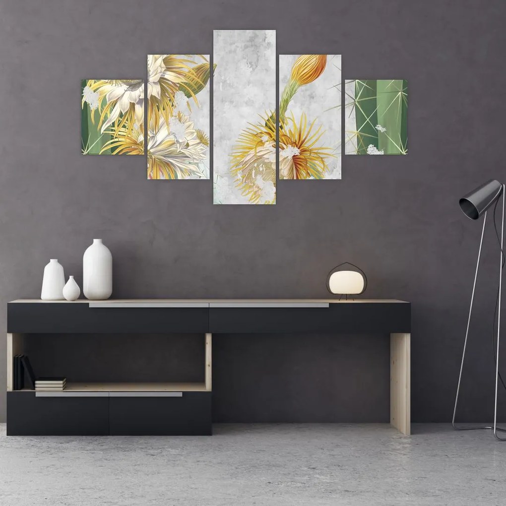 Obraz - Kwitnące kaktusy, vintage (125x70 cm)