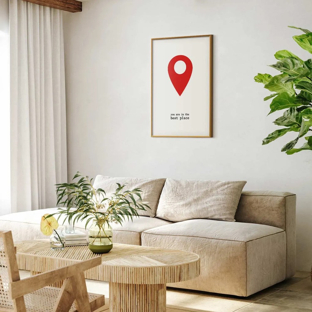 Plakat The best place 21x30 cm z ramą złotą z marginesem ARTGEIST B