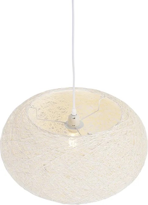 Rustykalna lampa wisząca biała 50 cm - Corda Flat