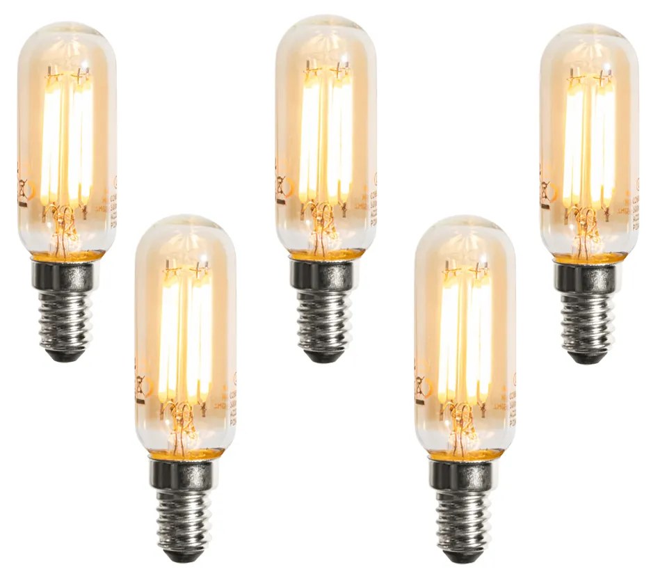 Zestaw 5 ściemnialnych żarówek LED E14 Gold T25 4W 300 lm 2200K