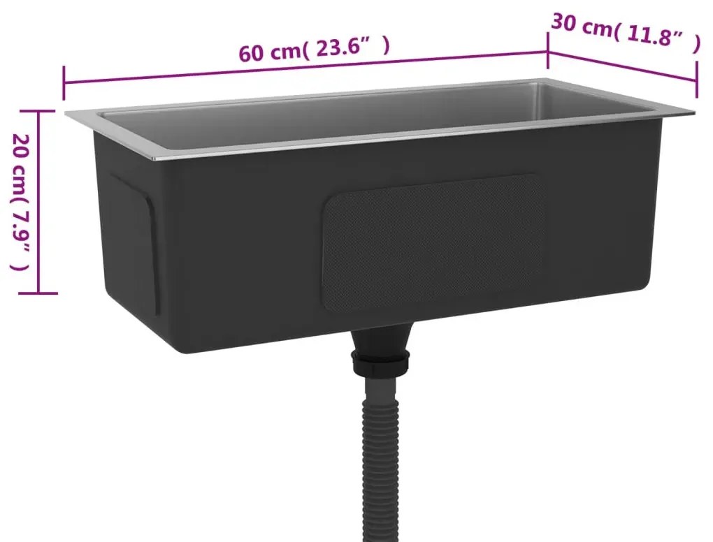 Podłużny srebrny zlew kuchenny - Tapis 6X