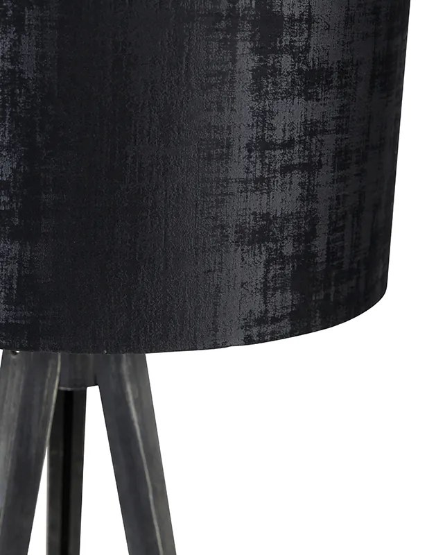 Lampa podłogowa trójnóg czarna z kloszem czarnym 50 cm - Tripod Classic Nowoczesny Oswietlenie wewnetrzne