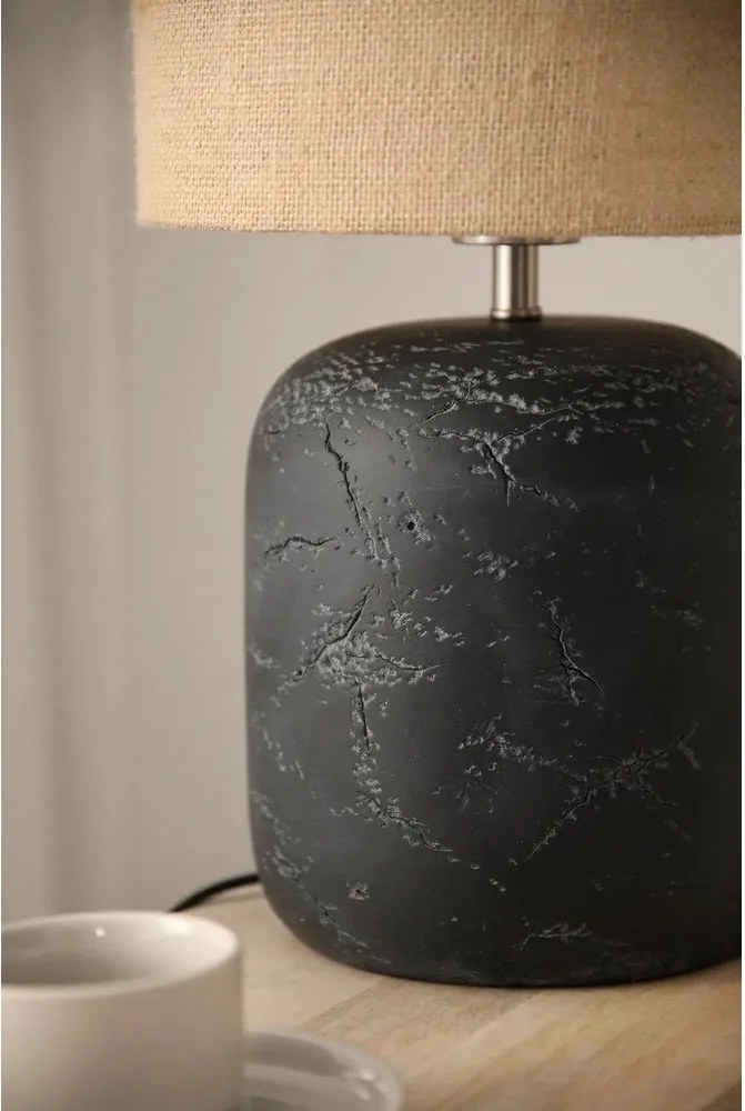 Czarna lampa stołowa z kloszem z juty (wys. 45 cm) Montagna – Markslöjd