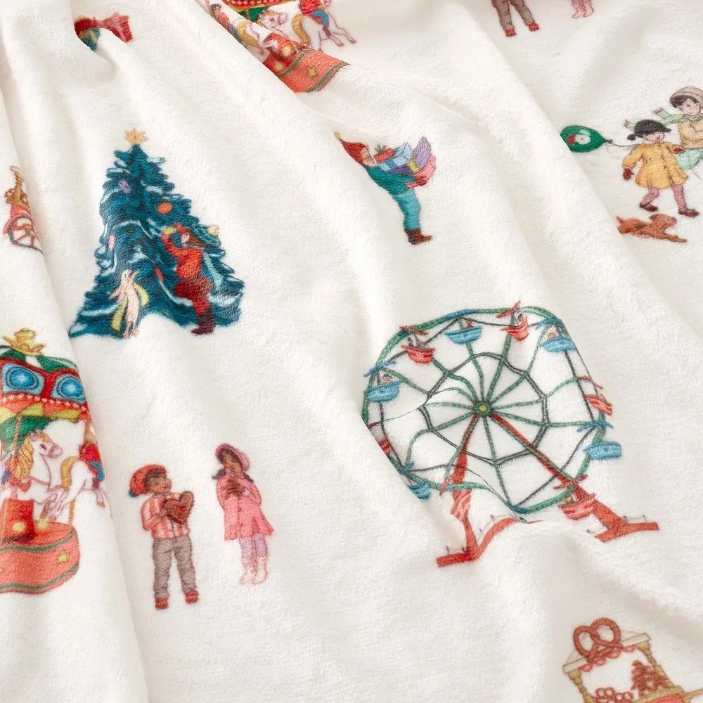 Biały koc dziecięcy z mikropluszu 150x200 cm Christmas Fairground – Belle & Boo