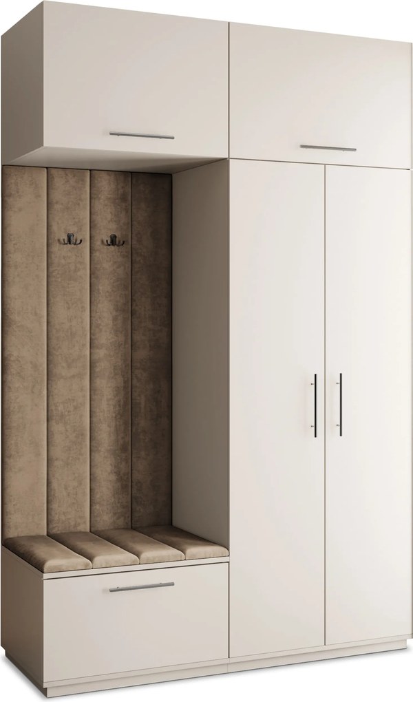 Masseno Garderoba REMA 150/240/60 cm Nowoczesna Szafa do Przedpokoju Kaszmir, MONOLITH 09 (Beżowy)