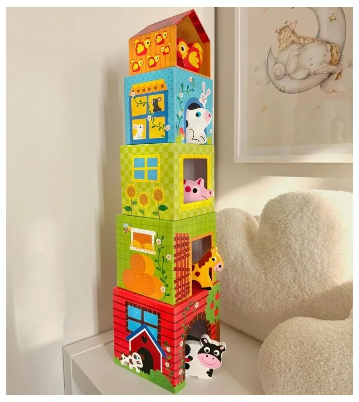 Woopie green układanka kostki farma w pudełkach + figurki 10 el.