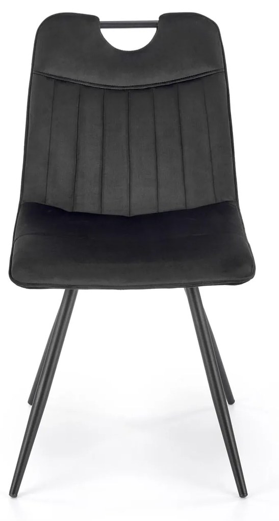 Krzesło czarne z rączką, velvet, tapicerowane, z uchwytem K521