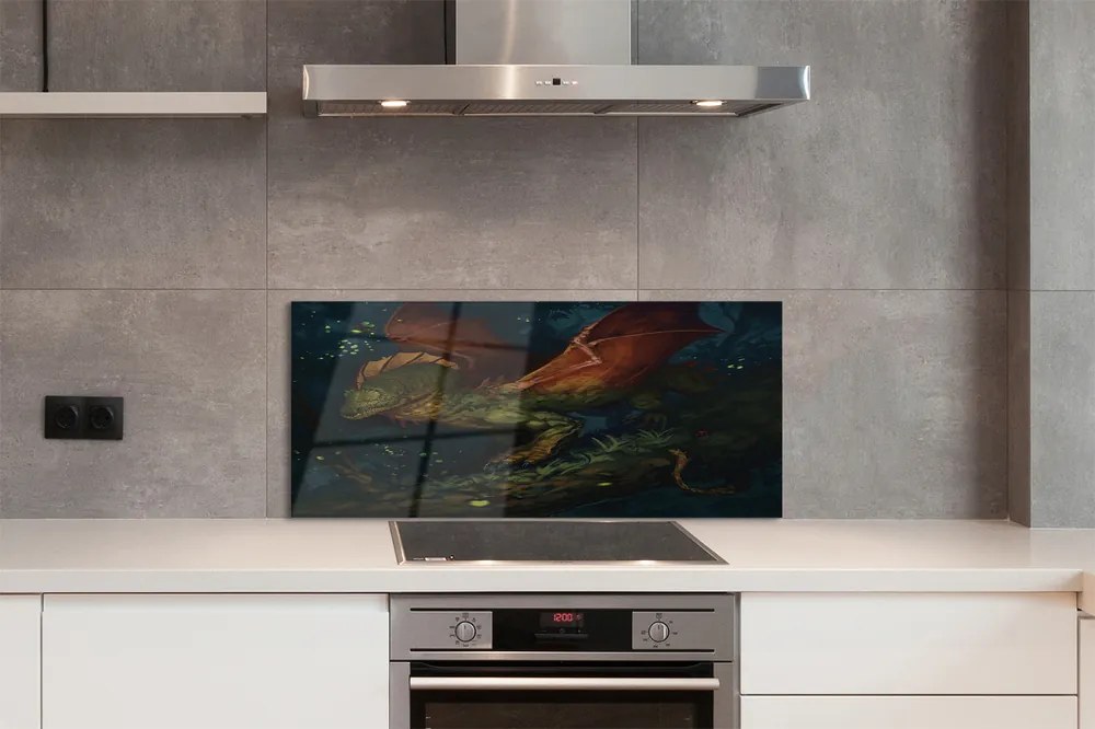 Szklany Panel Leśny Smok w Gęstwinie