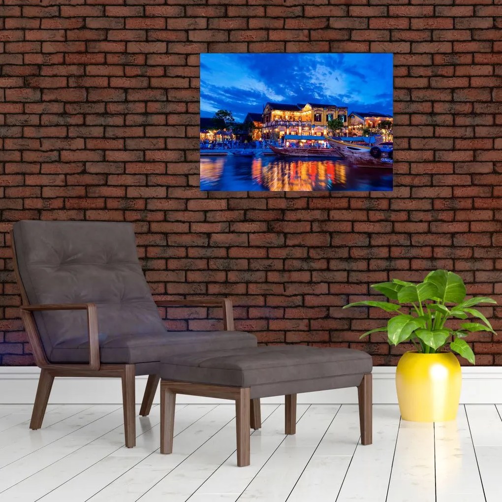 Obraz na szkle nocnego miasta Hoi An w Wietnamie (70x50 cm)