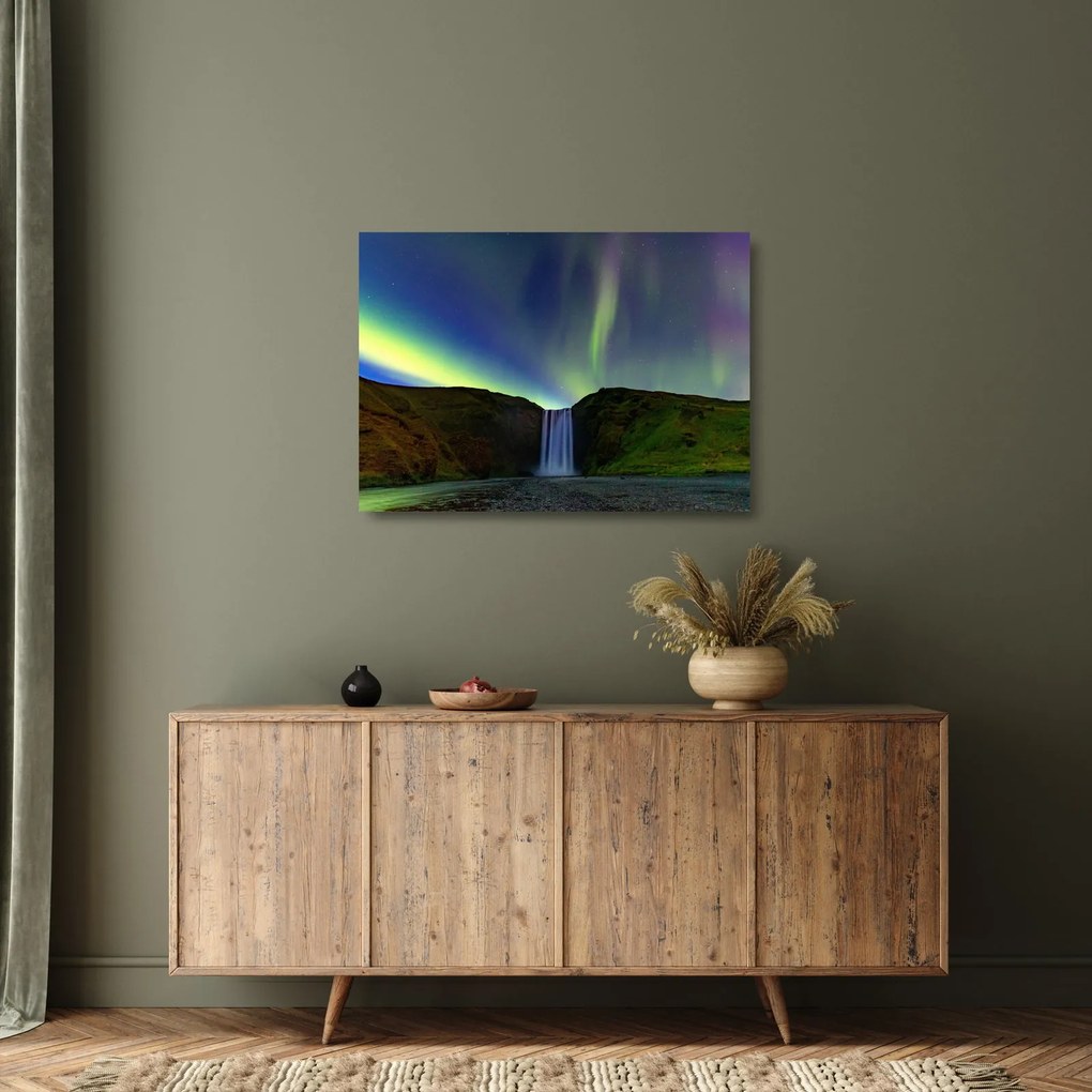 Obraz na szkle - Zorza polarna na Islandii (70x50 cm)
