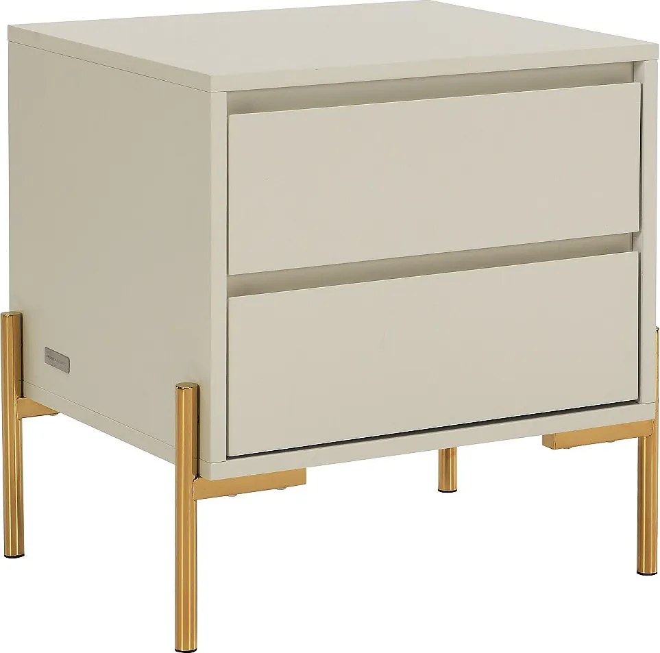 Zestaw 2 szafek nocnych z 2 szufladami - MDF i metal - Beżowy i złoty - KORASA marki Pascal Morabito