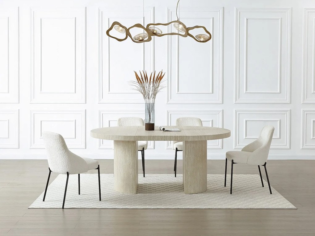 Stół do jadalni rozkładany dla 4 do 12 osób z MDF - Efekt beżowego trawertynu - SIDRINA