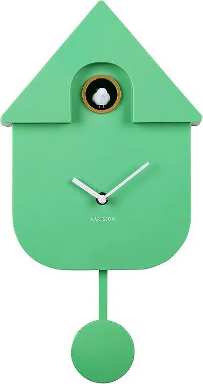 Nowoczesny zegar ścienny z kukułką - jasnozielony