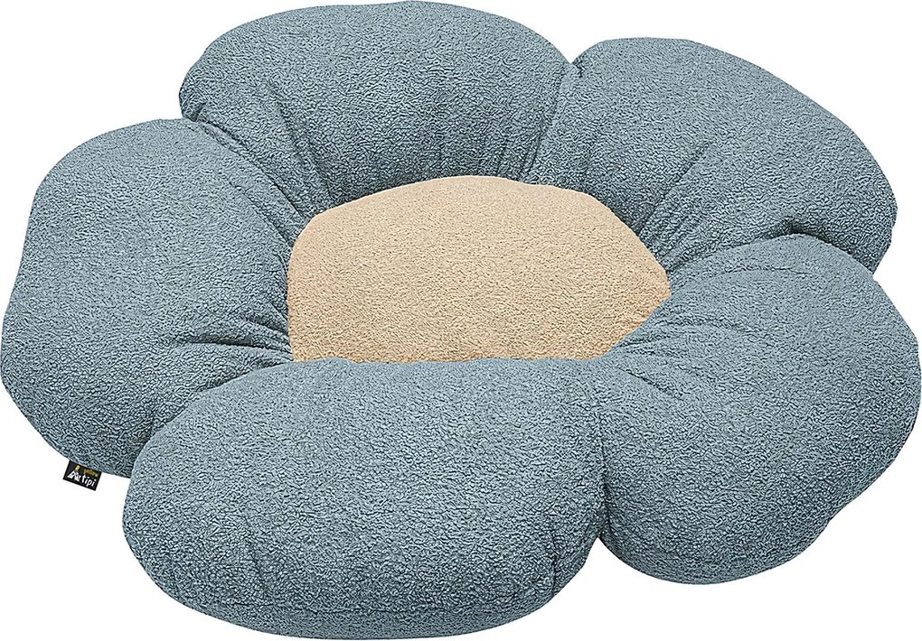 Poduszka kwiatek Mia II kolor niebieski tkanina strukturalna