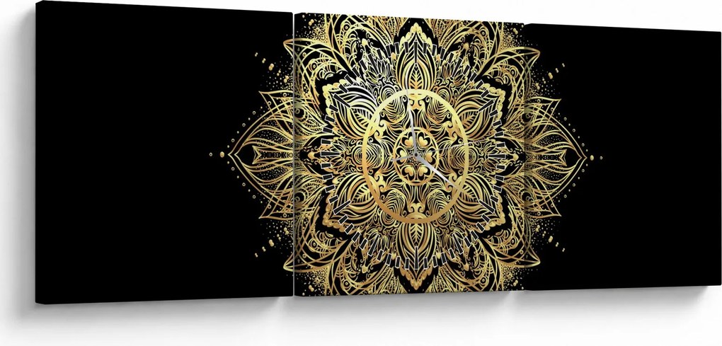Obraz - Mandala bogactwa (z zegarem) (90x30 cm)
