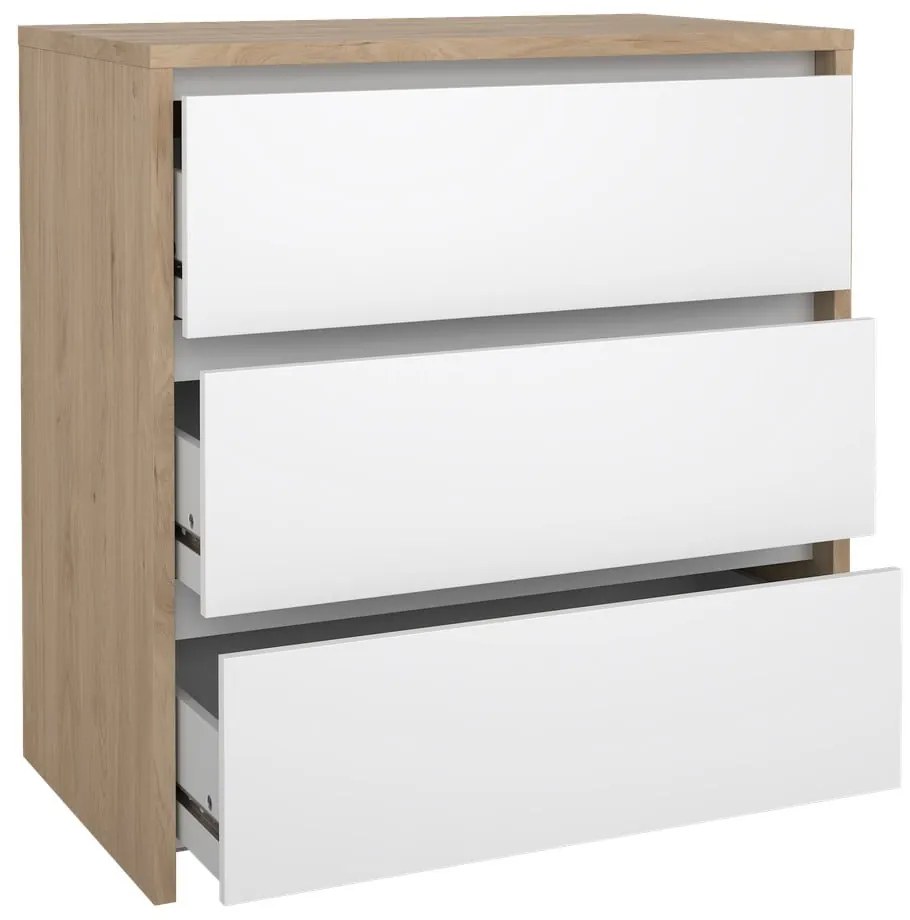 Biało-naturalna komoda w dekorze dębu 80x84x48 cm Next – Tvilum