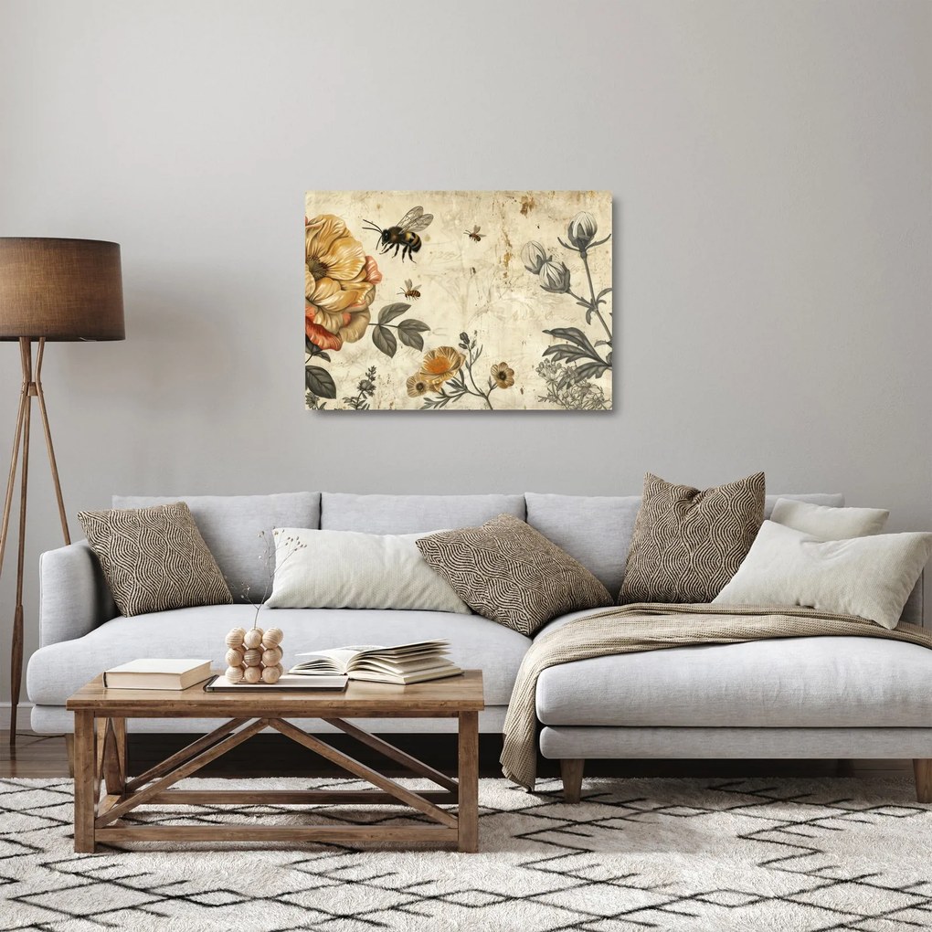 Obraz na szkle - Bee Meadow (70x50 cm)