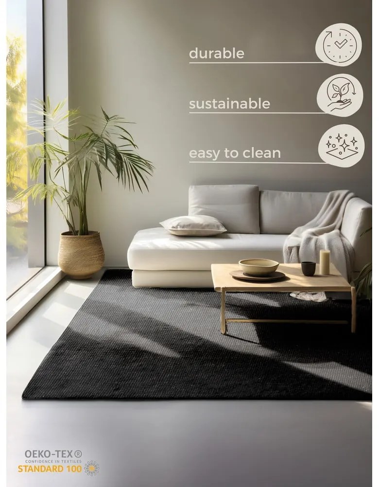 Czarny dywan z juty 120x170 cm Bouclé – Hanse Home