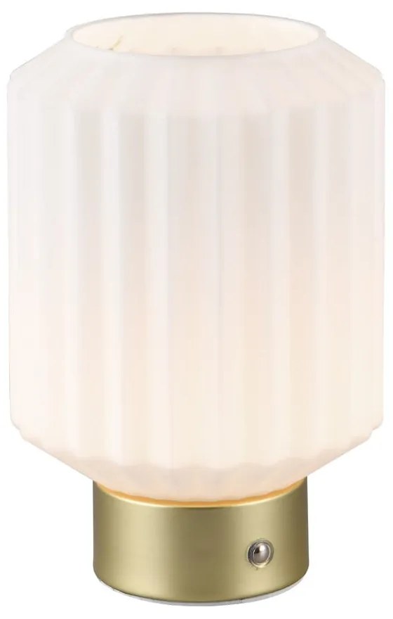 Lampa stołowa LED w biało-złotym kolorze ze ściemniaczem i szklanym kloszem (wys. 19,5 cm) Lord – Trio