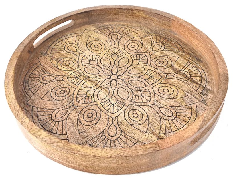 InDecor Taca z drewna mango Mandala, 38 x 38 x 4,5cm