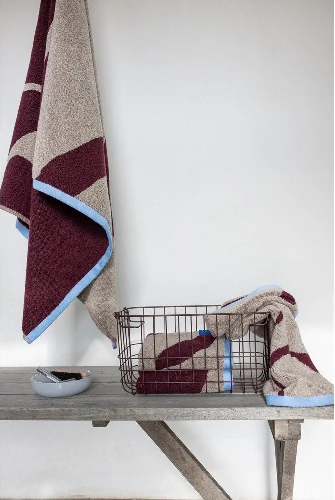 Bordowo-szarobeżowe ręczniki z bawełny organicznej frotte zestaw 2 szt. 40x55 cm Nova Arte – Mette Ditmer Denmark