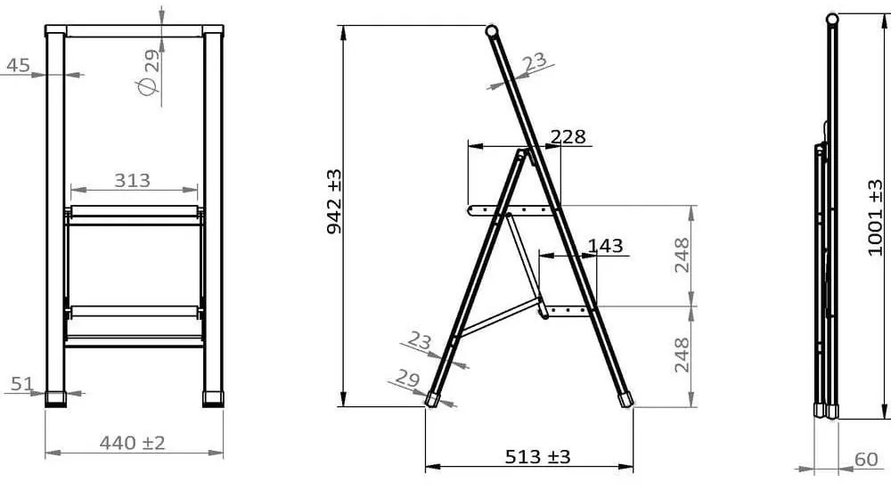 Biała drabina składana Wenko Ladder Alu, wys. 101 cm