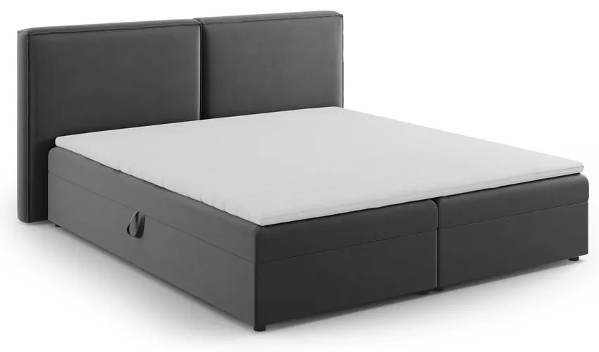 Ciemnoszare łóżko boxspring ze schowkiem 160x200 cm Arendal – Cosmopolitan Design