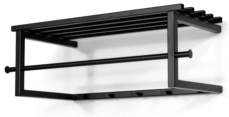 Czarny metalowy wieszak ścienny z półką 76 cm Marco – Spinder Design