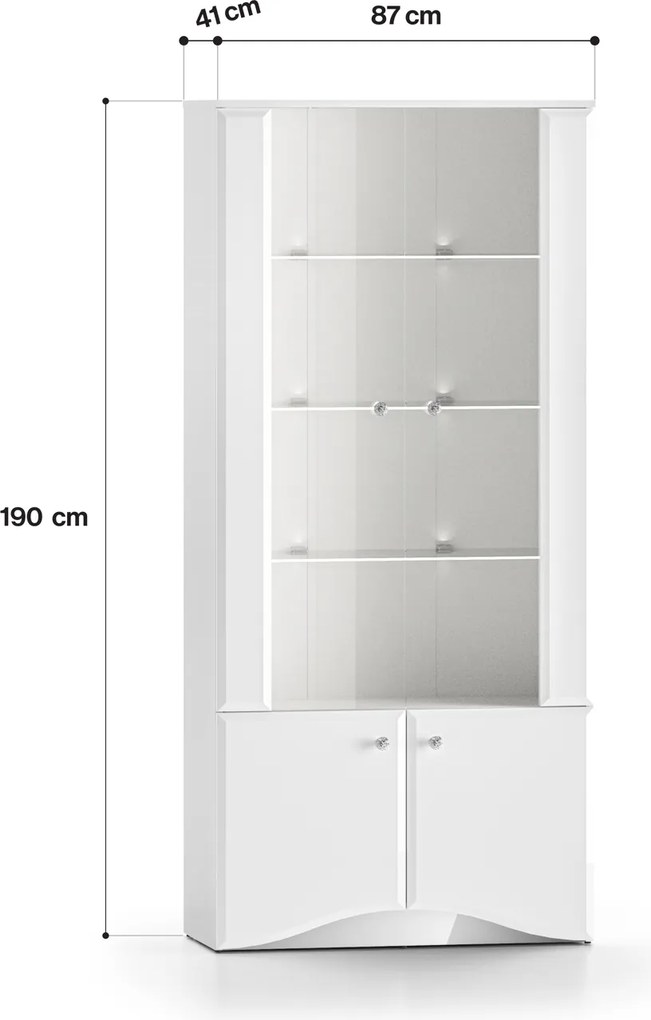 2-drzwiowa witryna Glamour 01, biały połysk