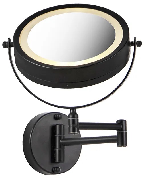 Designerskie lustro łazienkowe czarne z wbudowanym LED, regulowane, IP44 - Vicino Nowoczesny Oswietlenie wewnetrzne