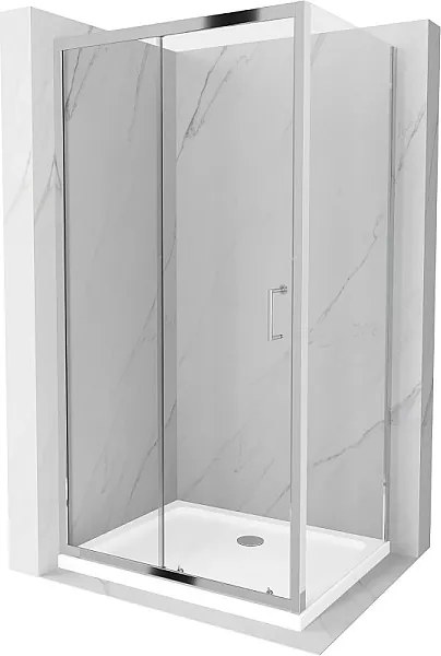 Mexen Apia kabina prysznicowa rozsuwana 140 x 80 cm, transparent, chrom + brodzik Flat - 840-140-080-01-00-4010