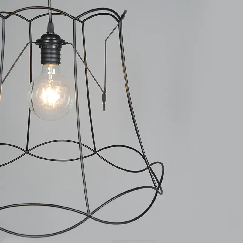 Retro lampa wisząca czarna 45 cm - Granny Frame Retro Oswietlenie wewnetrzne