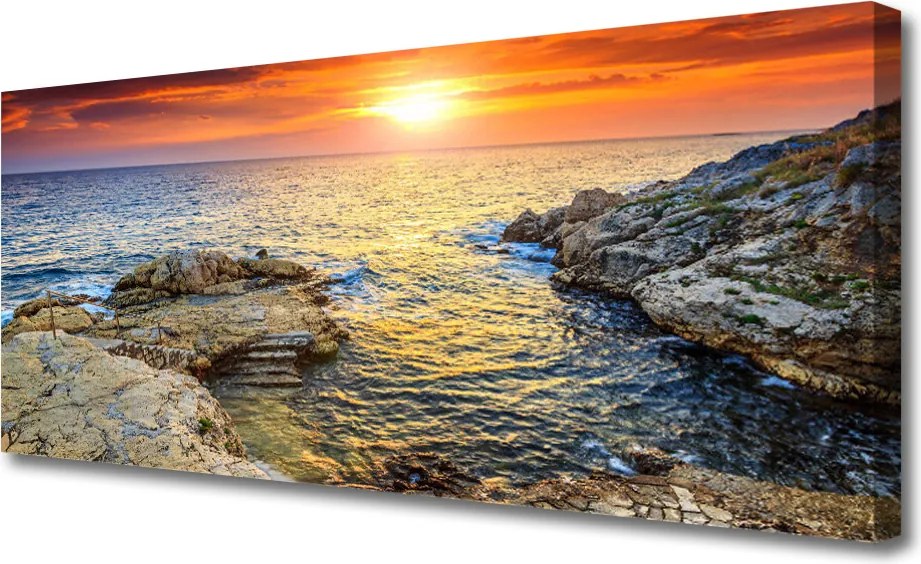 Obraz na płótnie Odblask Słońca na Falach