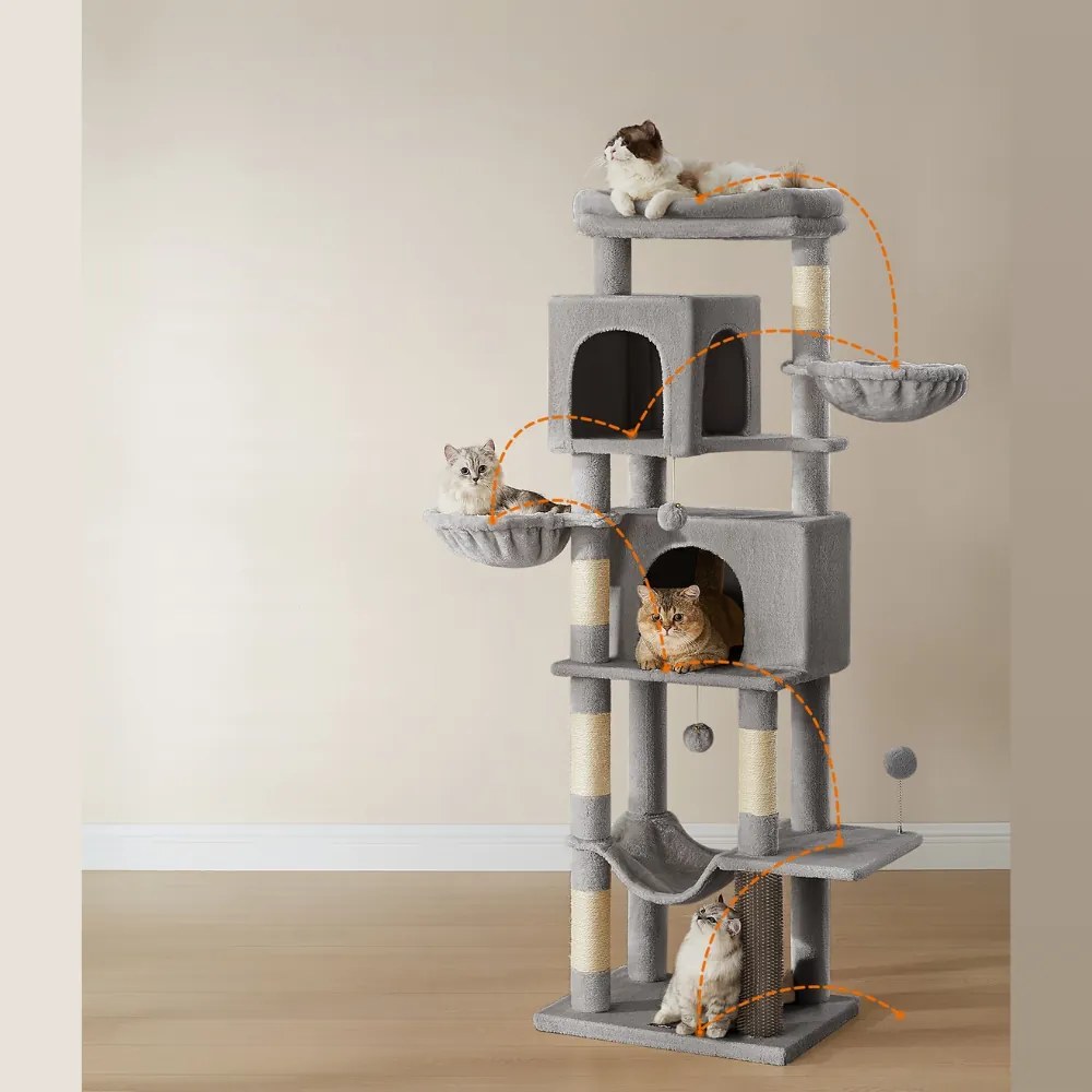 Feandrea Drapak dla kota TRISTAN, 57x45x175 cm, szare