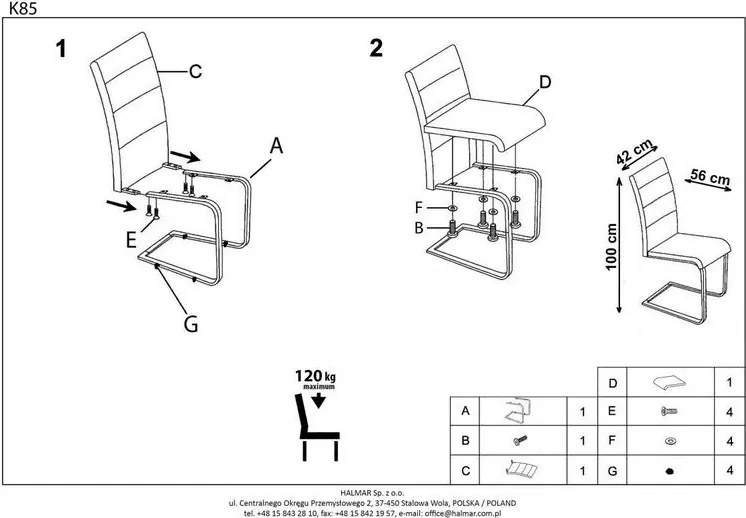 Krzesło K85 Halmar eco skóra