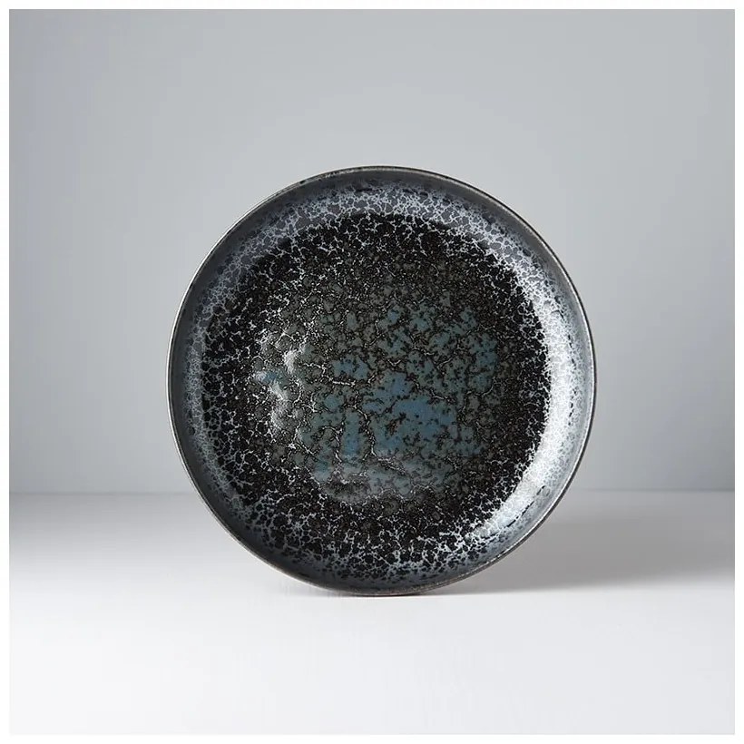 Czarno-szary talerz ceramiczny z wysokim brzegiem MIJ Pearl, ø 22 cm