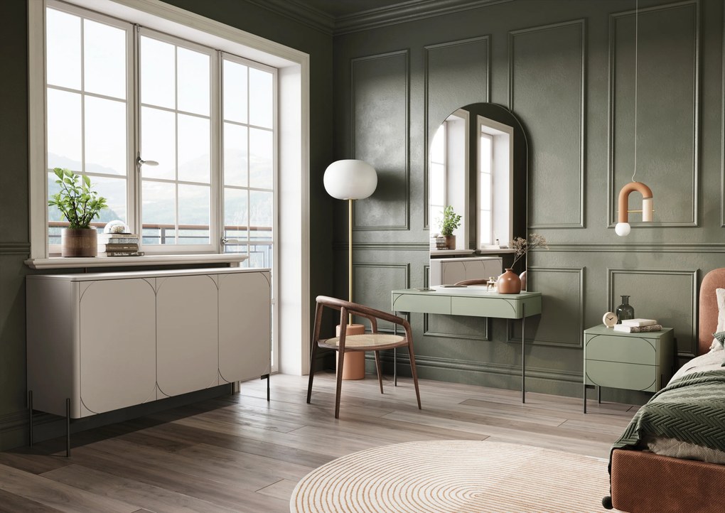 Komoda Sonatia 150 cm trzydrzwiowa - kaszmir / nogi czarne