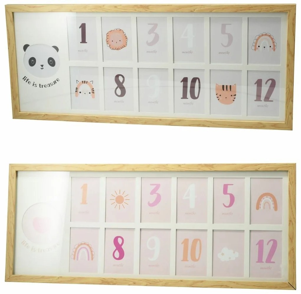 Ramka na zdjęcia dla dzieci Heart, 60 x 25 x 1,8 cm , MDF, 12 x 6 x 9 cm