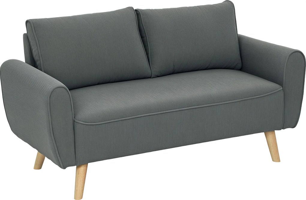 HOMCOM Dwumiejscowa Sofa, Kanapa z Tkaniny, 2 Poduszki Tylnie, Pokrycie z Sztruksu, 145 x 75 x 78 cm, Antracyt