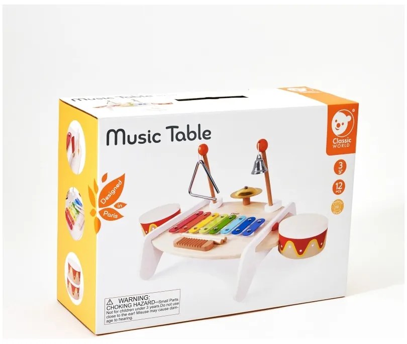 Classic world zestaw instrumenty muzyczne dla dzieci ksylofon tarka cymbałki bębenki talerz pałeczki trójkąt dzwonek 9 el.