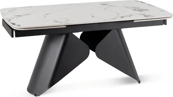 Stół Rozkładany Prostokątny VERONA 160-240 cm Ceramiczny Biały Marmur/Czarny Nowoczesny