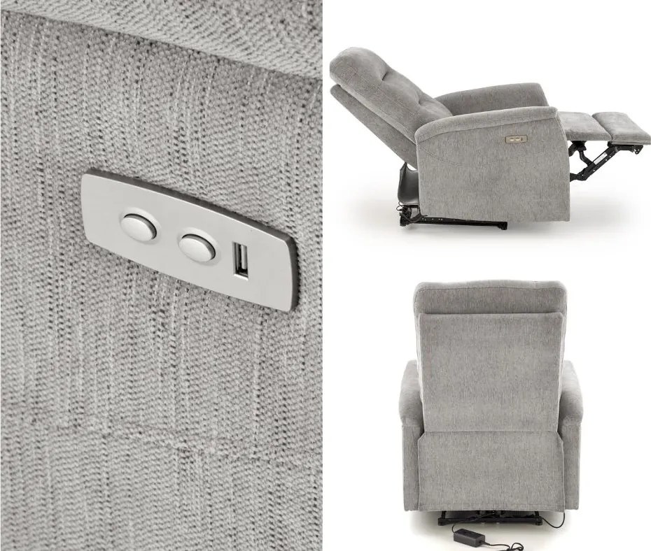 Fotel z funkcja elektrycznego rozkładania i gniazdem USB Jamal Halmar