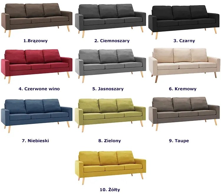3-osobowa ciemnoszara sofa - Muria 3Q
