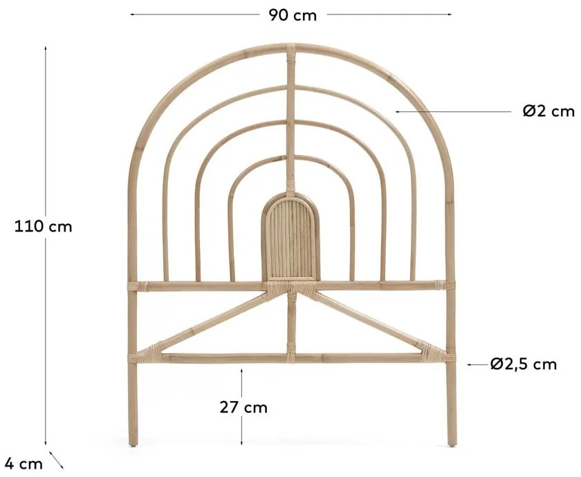 Rattanowy zagłówek w naturalnym kolorze 90x110 cm Sundberg – Kave Home